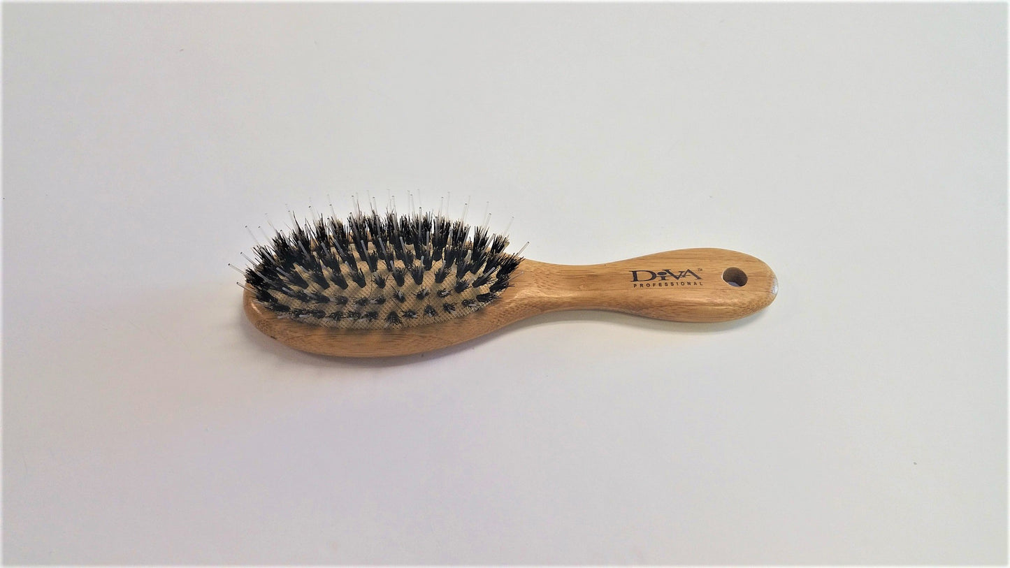 Small Bamboo Oval Cushion Brush w/Porcupin  BM002PC